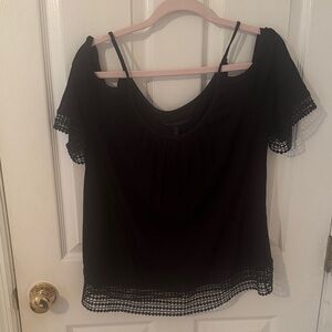 White House Black Market Black Cold Shoulder Blouse